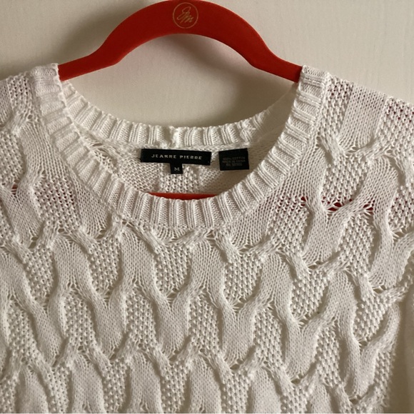 JEANNE PIERRE White Cable Knit Sweater - Picture 3 of 3